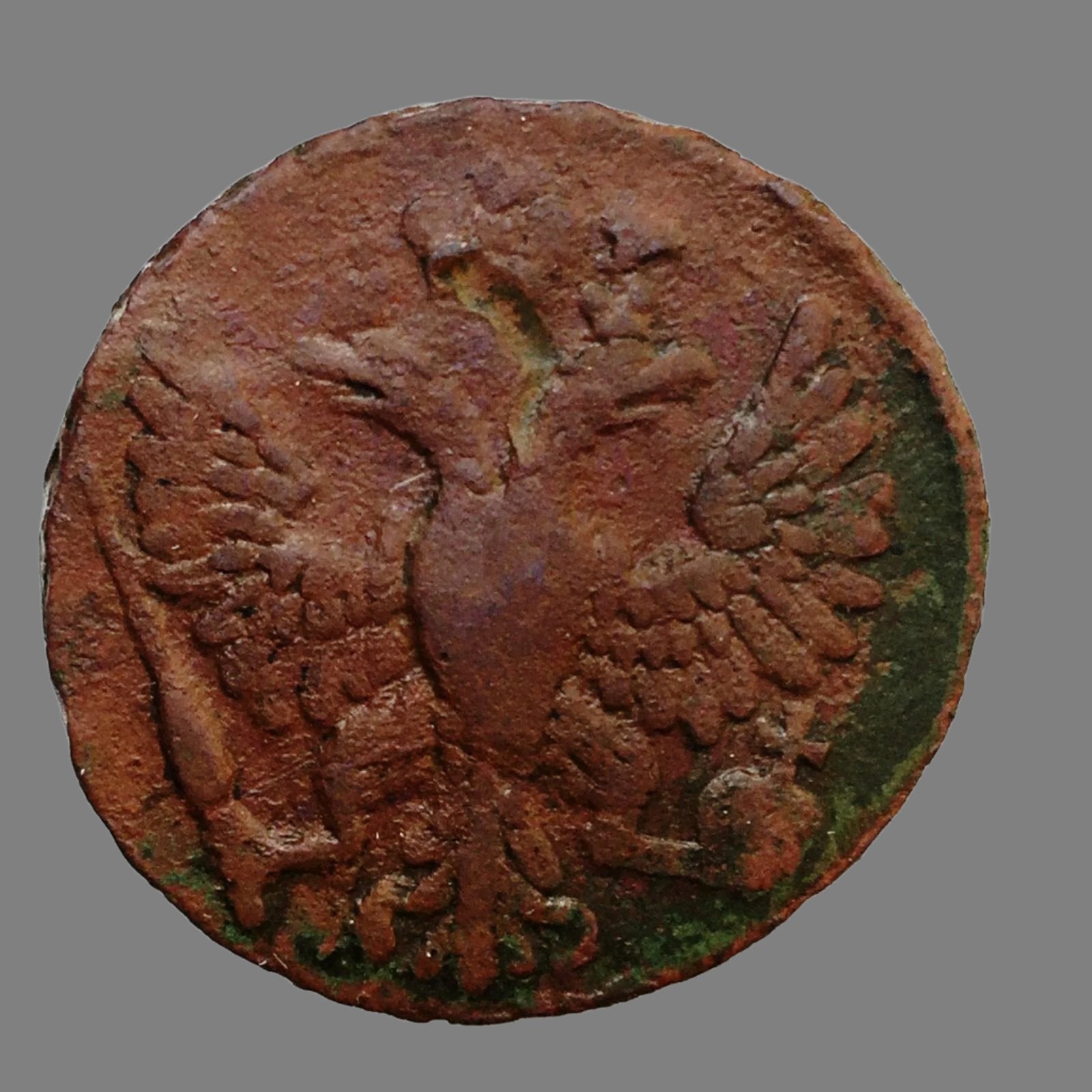 Antike 1748-Münze Denga Kopek Kaiser Anna des Russischen Reiches 18. Jh