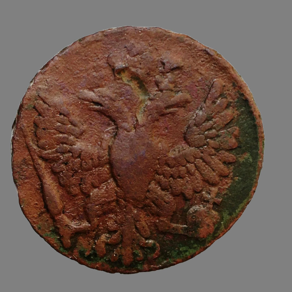 Antique 1748 coin denga kopek Emperor Anna of Russian Empire 18thC