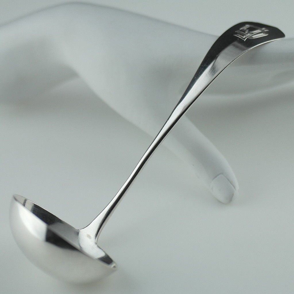 Antique Switzerland solid silver ladle Conrad Wirth 800