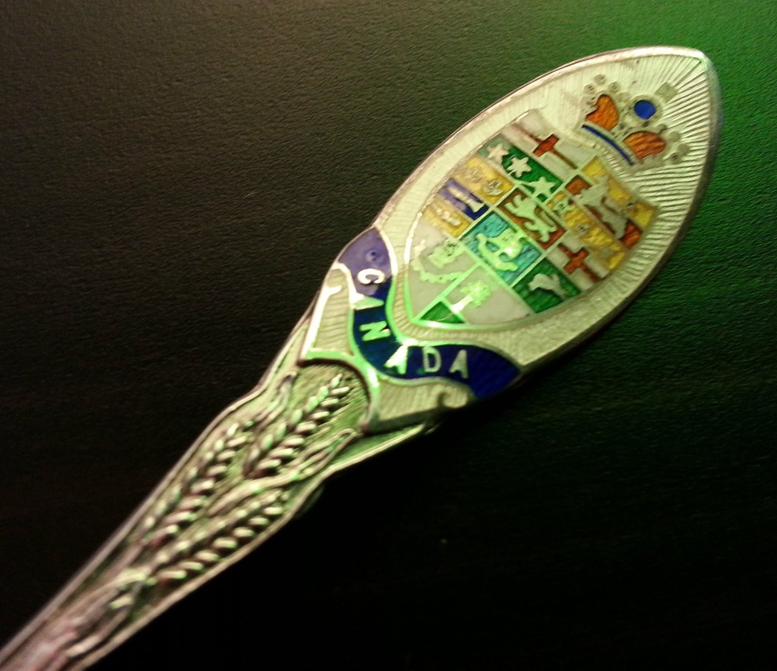 Antique enamel sterling silver spoon Canada Roden Bros Ltd