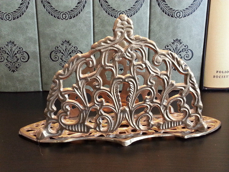 Antique solid brass letter rack Victorian British Empire nice ornamented