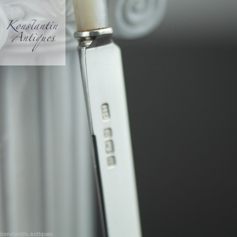 Antiker Brieföffner aus Sterlingsilber aus dem Jahr 1910 mit Perlmutt-MOP-Griff