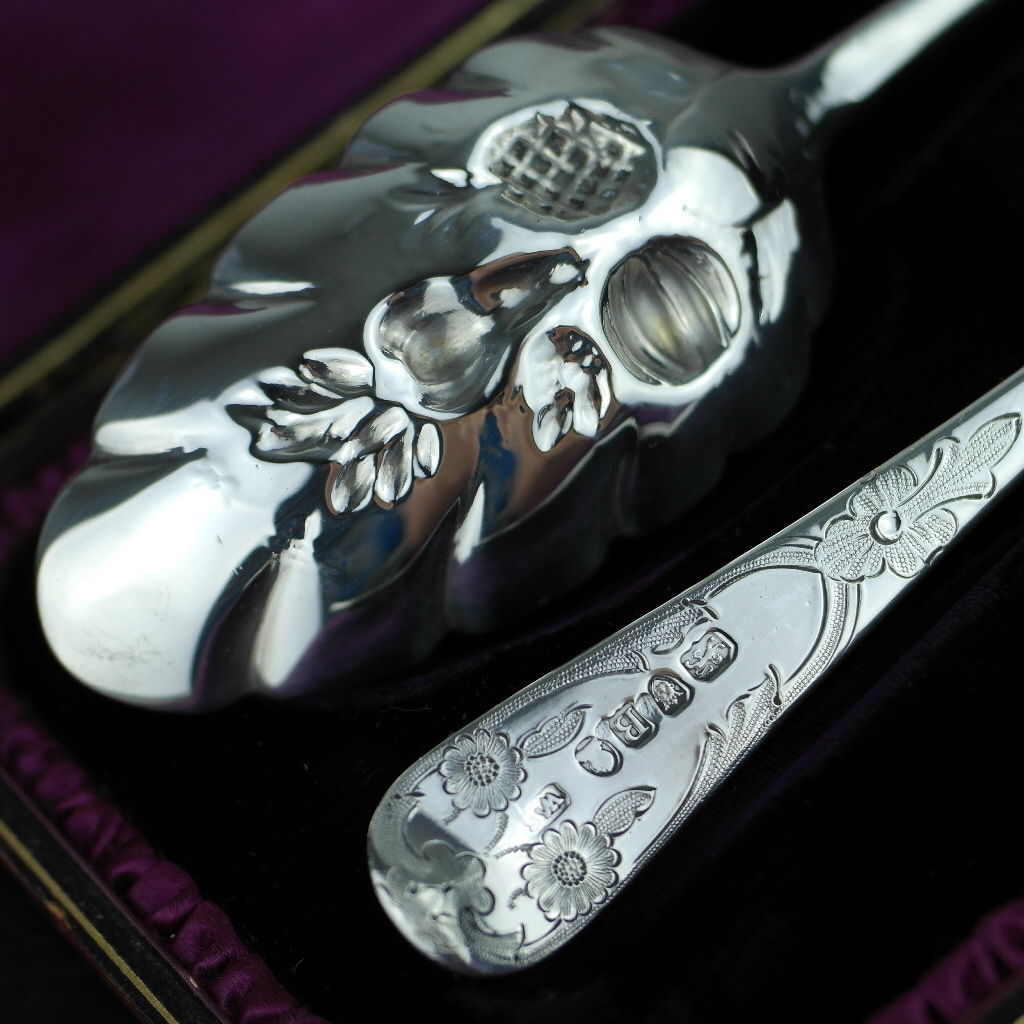 Antikes Paar Obstlöffel aus Sterlingsilber aus dem Jahr 1797, London, georgianische Ära, Britisches Empire