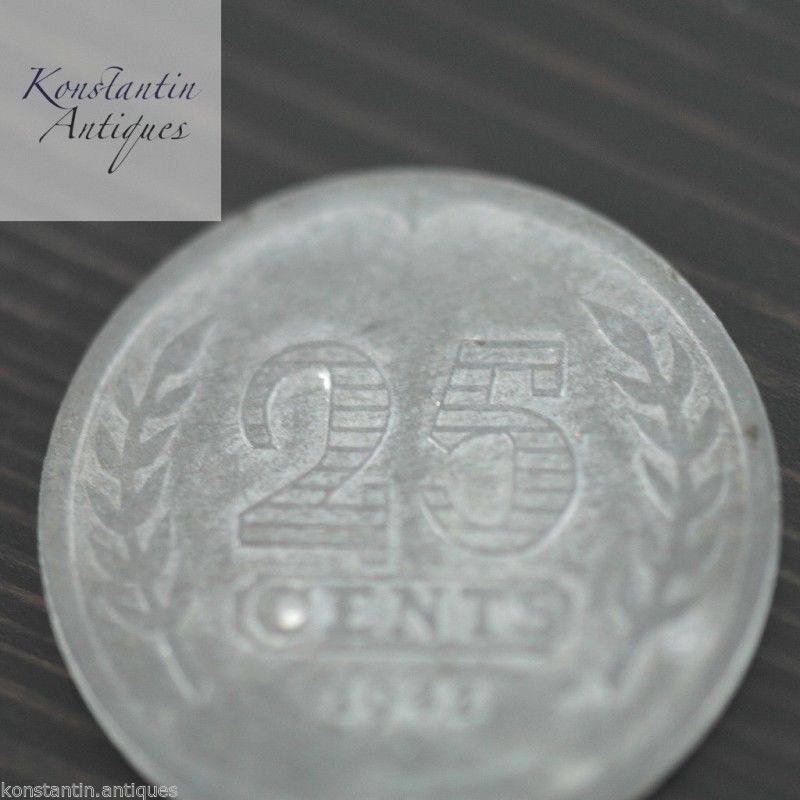 Vintage 1941 coin 25 cents Netherlands old gift
