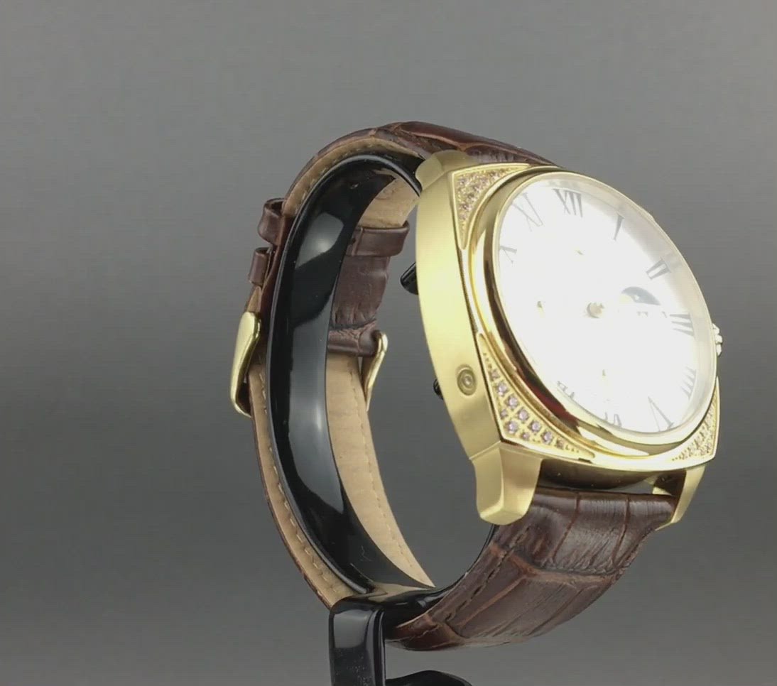 Constantin Weisz Gent's automatic wrist watch with Moon phases and encrusted bezel