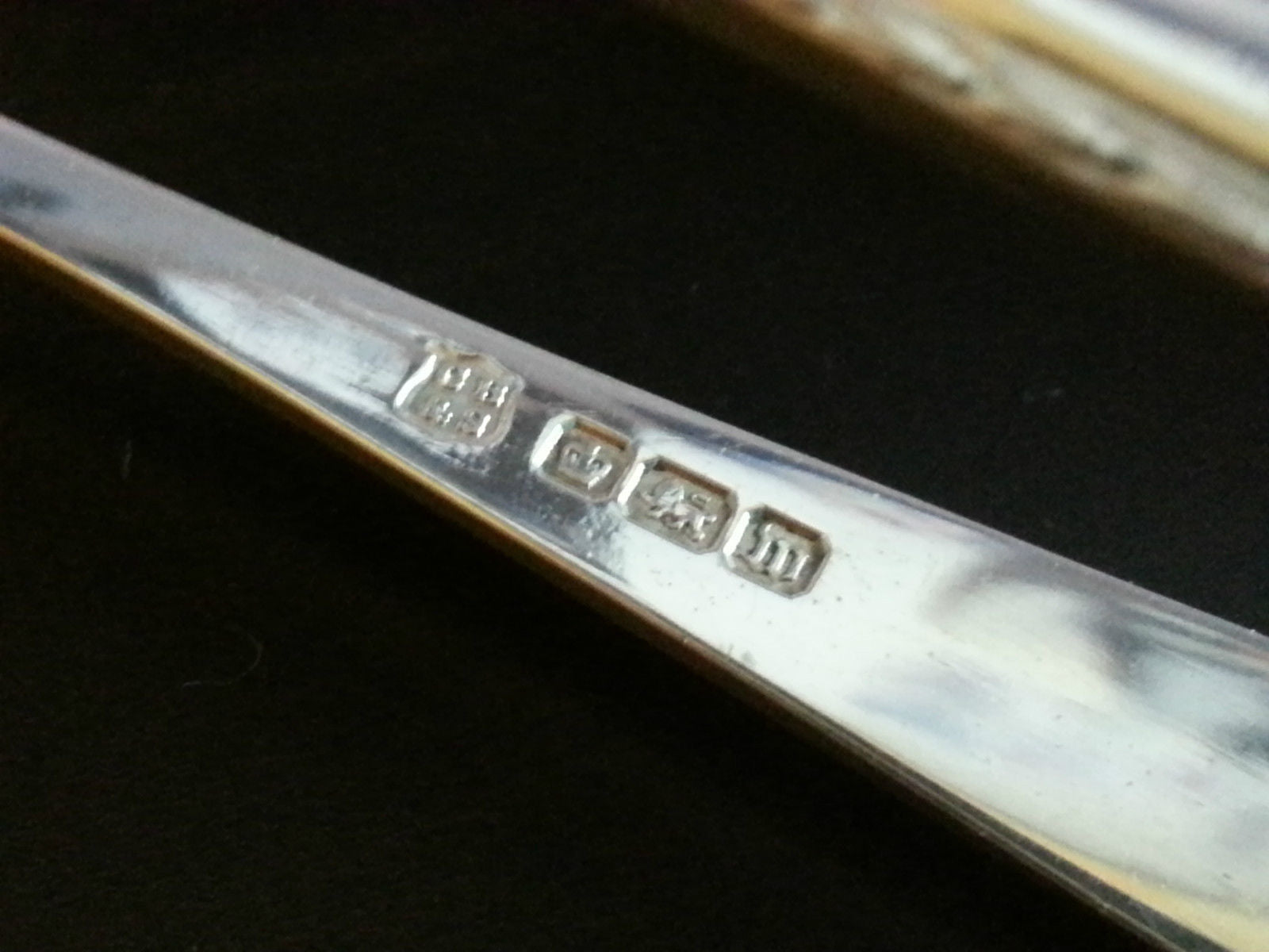 Antique 1914 sterling silver set of six spoons and tongs Sheffield