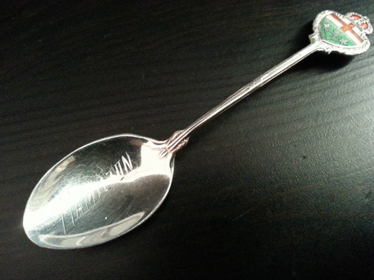 Antique enamel sterling silver spoon Hamilton BMco Canada