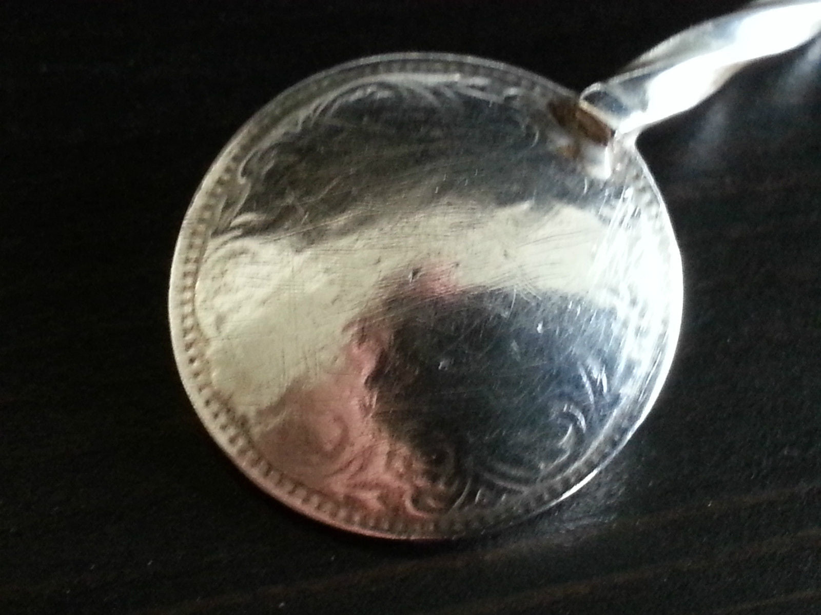 Antique 1901 solid silver coin spoon salt mustard quarter Rupee India British Empire