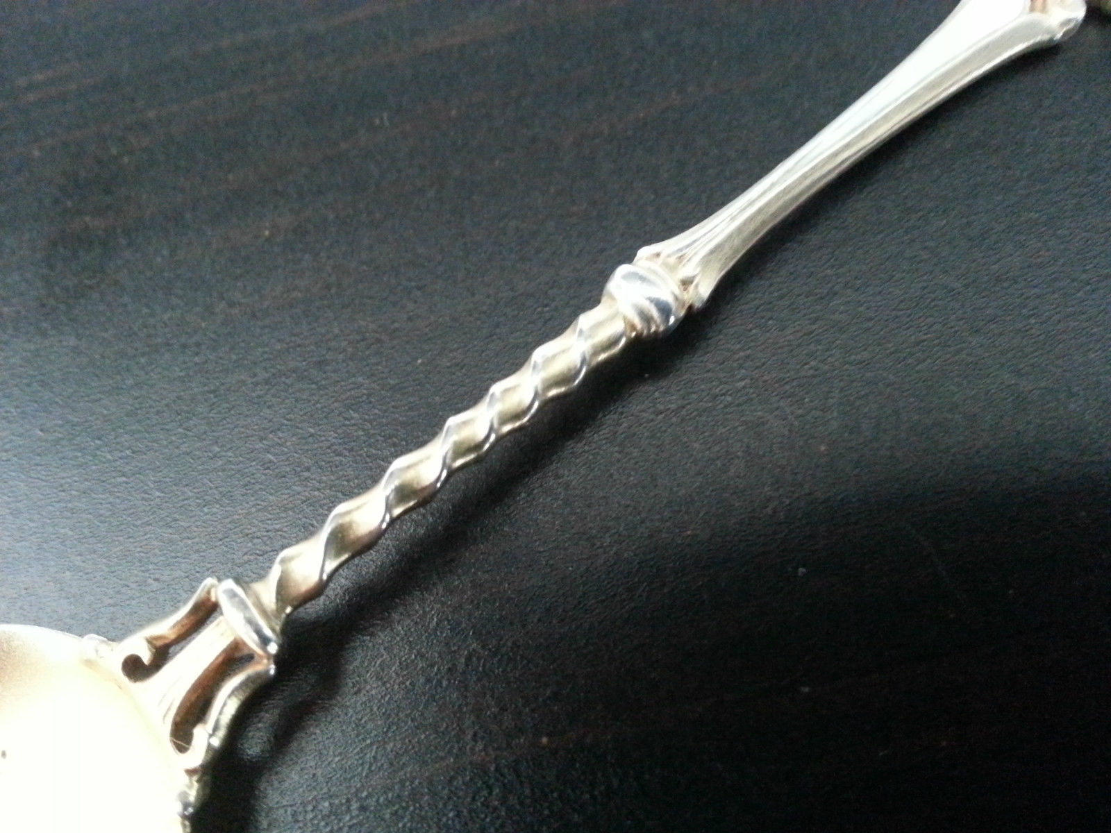 Antique enamel gold plated sterling silver spoon Brussels Belgium 800