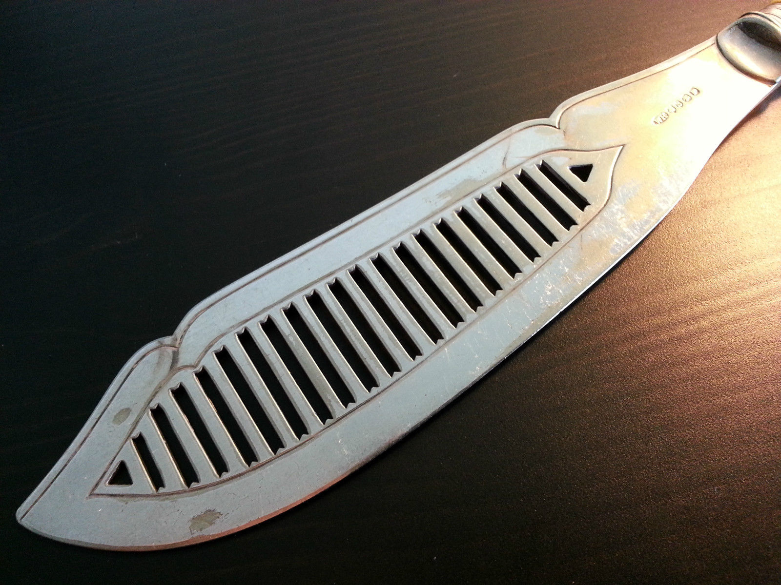 Antique silver plated ornamented serving knife British Empire