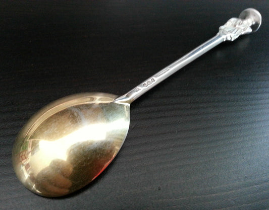 Antique 1928 gold plated solid silver spoon from Thomas Bradbury Sheffield