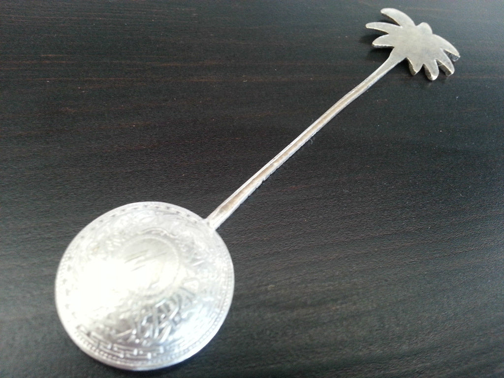 Vintage 1943 solid silver coin spoon 20 thC 8 ANNAS RUPEE INDIA