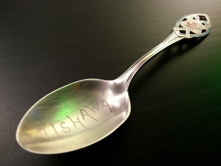 Antique 20thC ornamented solid silver spoon Roden Bros LTD Canada