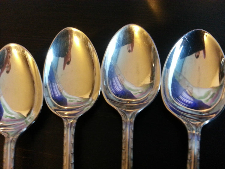 Antique 1914 sterling silver set of six spoons and tongs Sheffield
