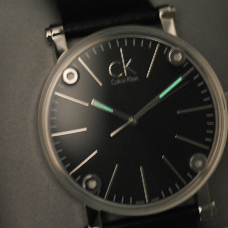 Calvin Klein Cogent Black Dial Swiss Gents wrist watch with black leather band