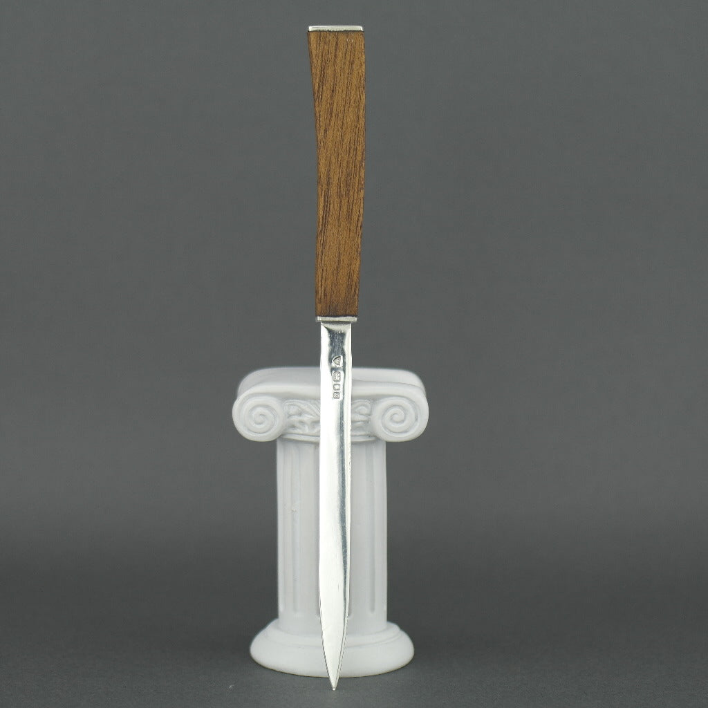 Elegant sterling silver letter opener with solid wood handle maked DIM made in London GCK