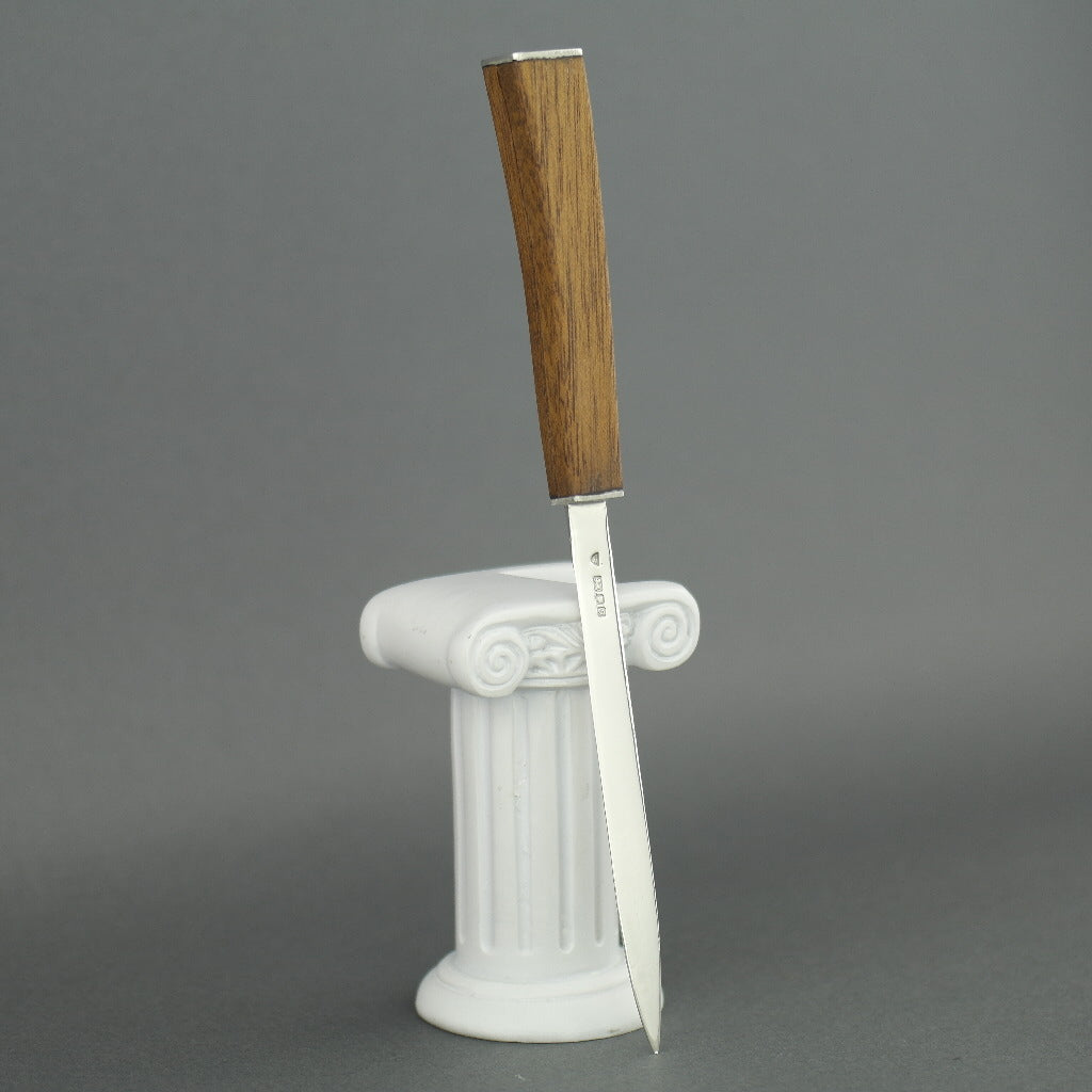 Elegant sterling silver letter opener with solid wood handle maked DIM made in London GCK