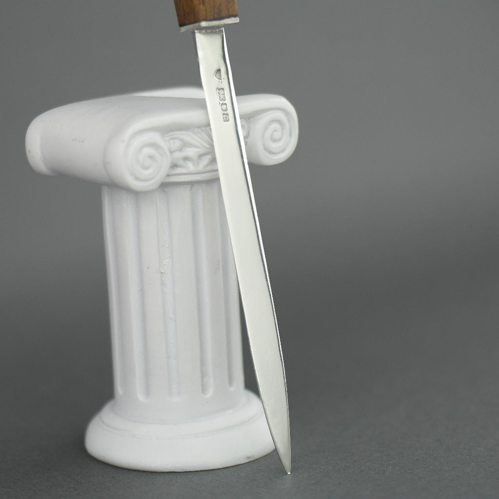 Elegant sterling silver letter opener with solid wood handle maked DIM made in London GCK