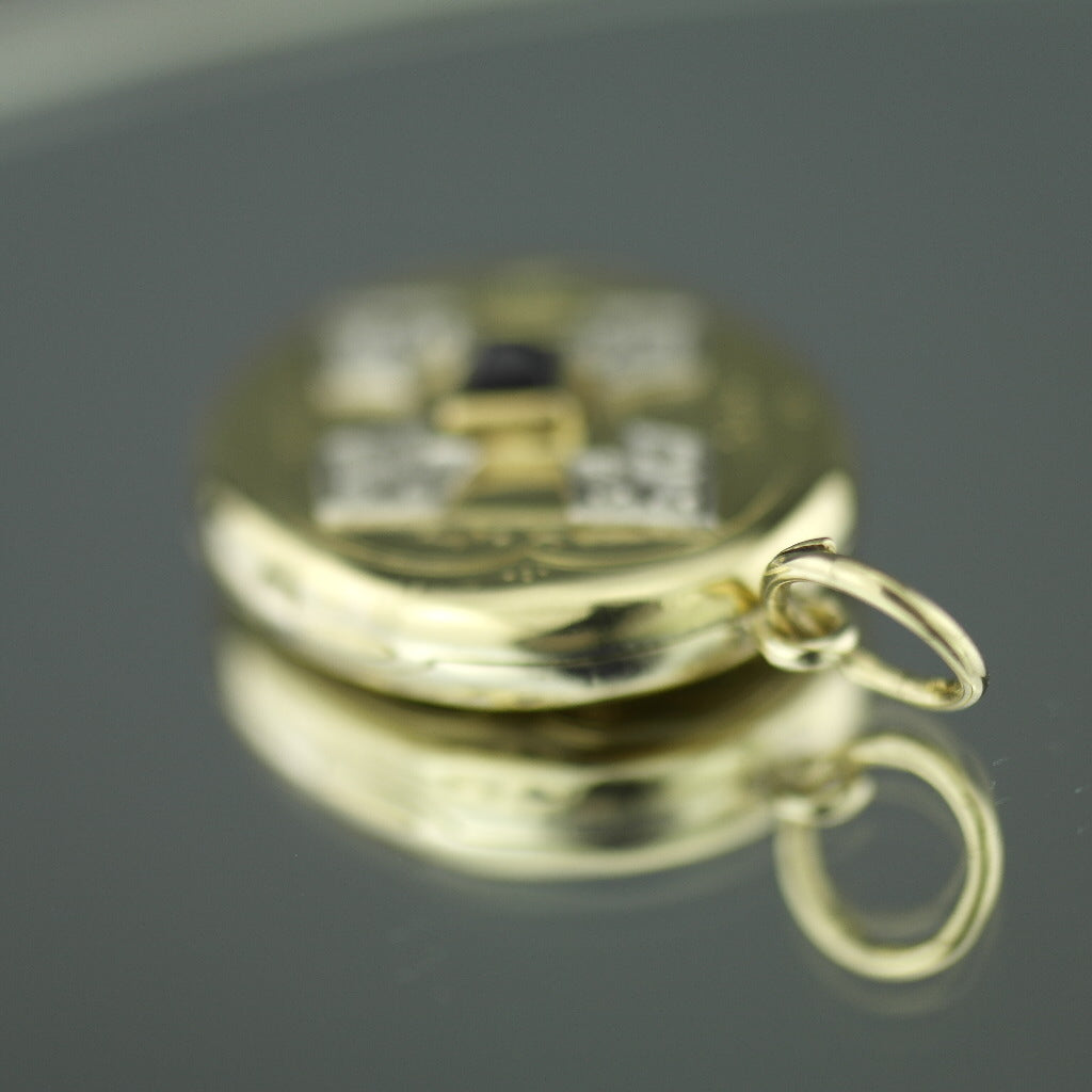 Antique 56 gold pendant locket pyramid sapphire and 12 diamonds Russian Empire