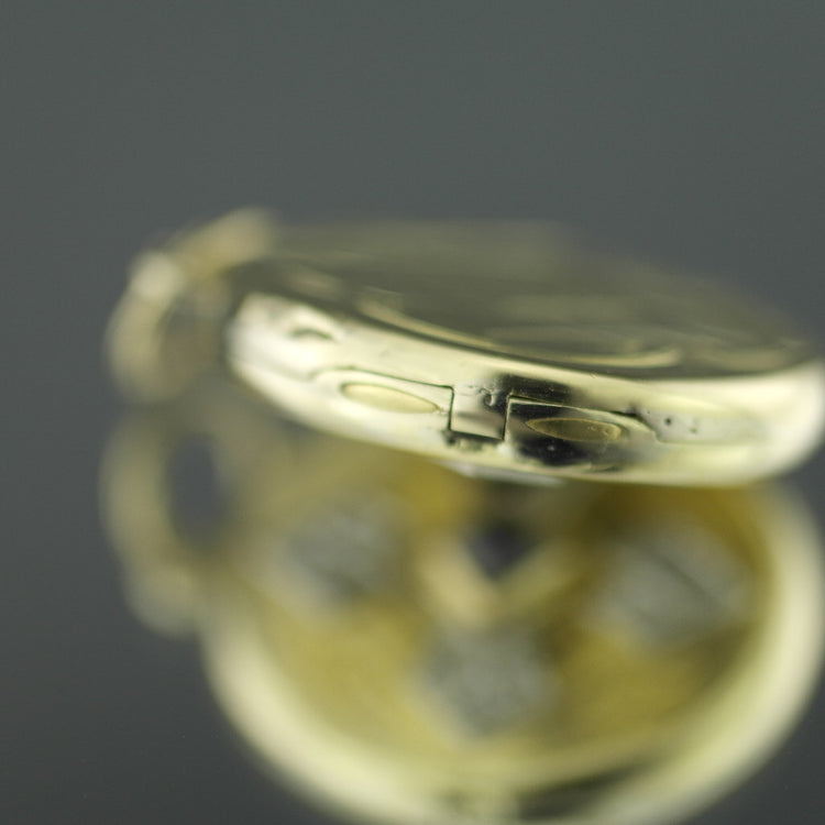 Antique 56 gold pendant locket pyramid sapphire and 12 diamonds Russian Empire