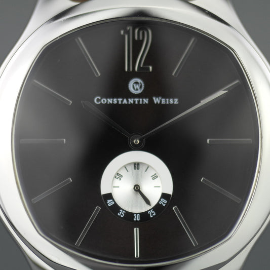 Constantin Weisz Limited Edition klassische mechanische Armbanduhr mit schwarzem, sonnengebürstetem Zifferblatt
