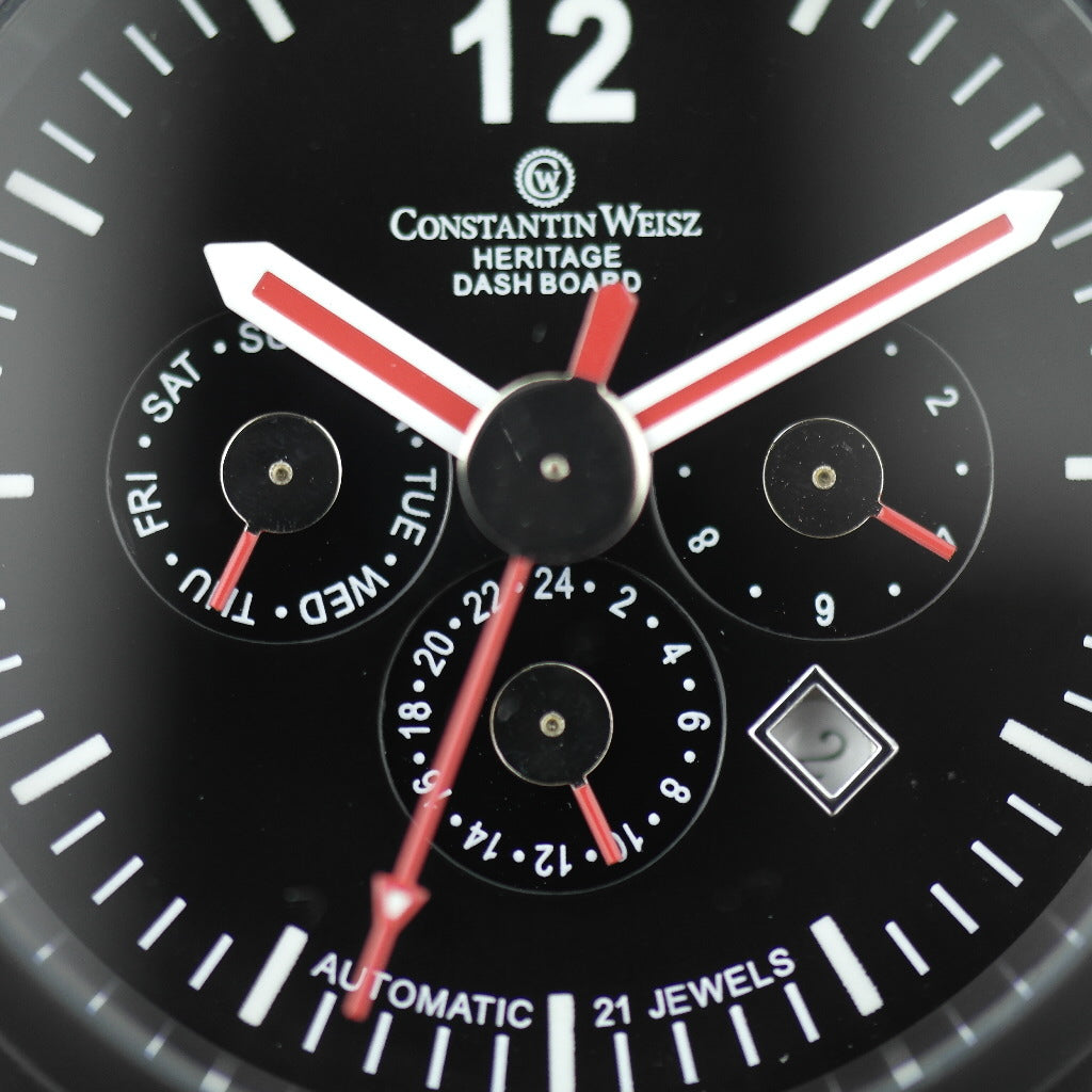 Constantin Weisz Automatik-Armbanduhr im Militärstil mit Datum und Lederarmband