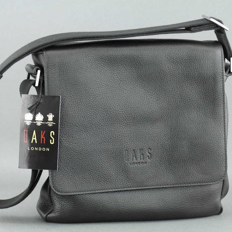 DAKS London Bolso bandolera para hombre cuero italiano genuino negro