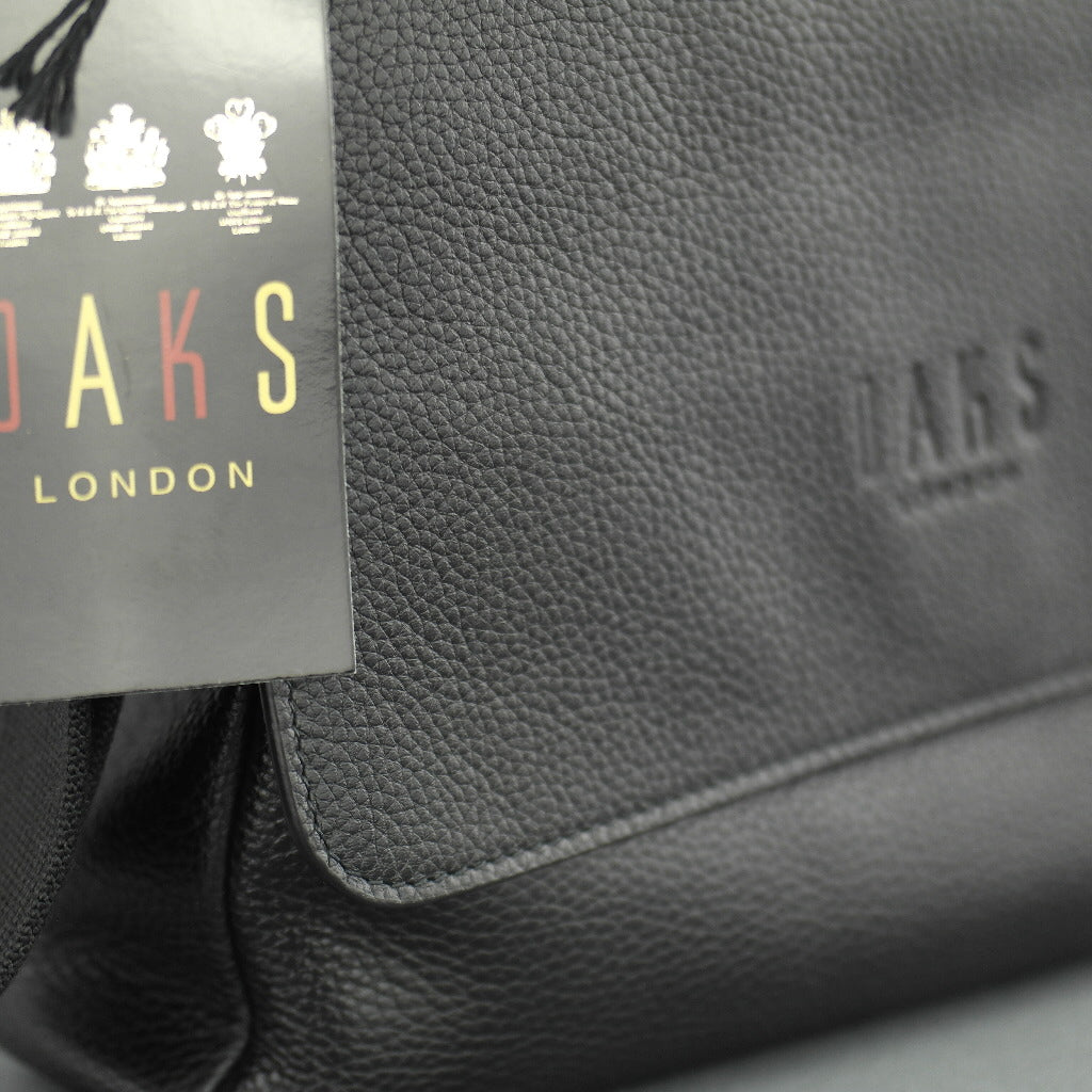 DAKS London Herren-Umhängetasche aus schwarzem echtem italienischem Leder