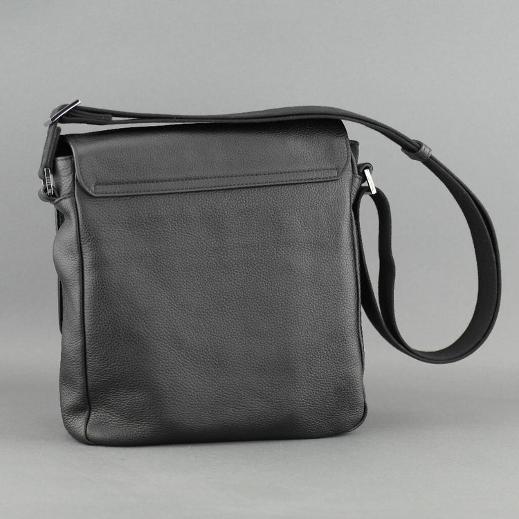 DAKS London Bolso bandolera para hombre cuero italiano genuino negro