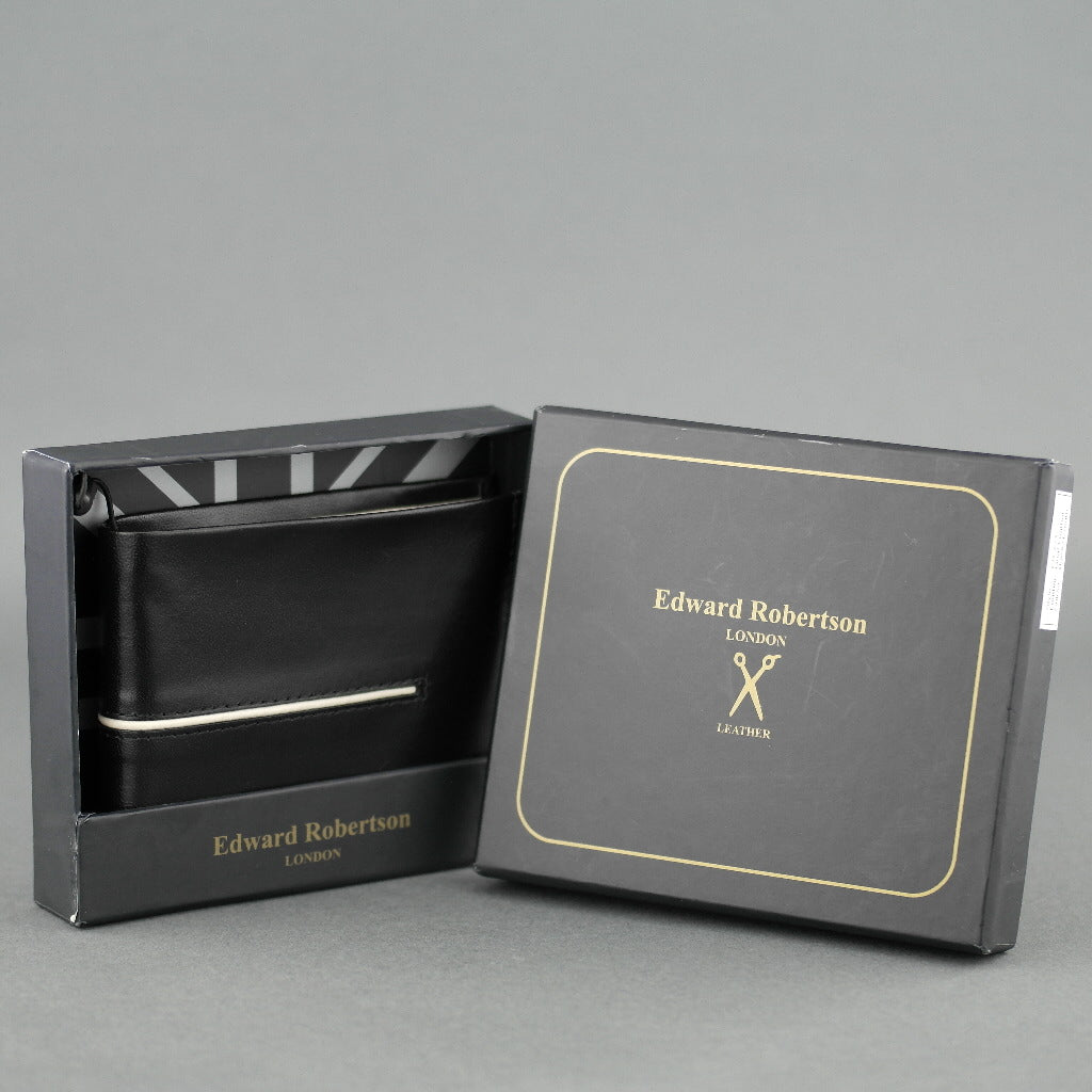 Tarjetero tipo cartera de piel de cabra negra de Edward Robertson London