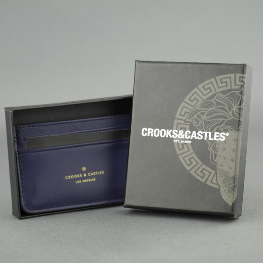 Crooks & Castles Los Angeles Bronson Navy Leather Card Holder