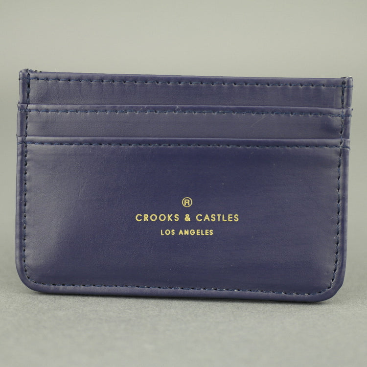 Crooks & Castles Los Angeles Bronson Navy Leather Card Holder