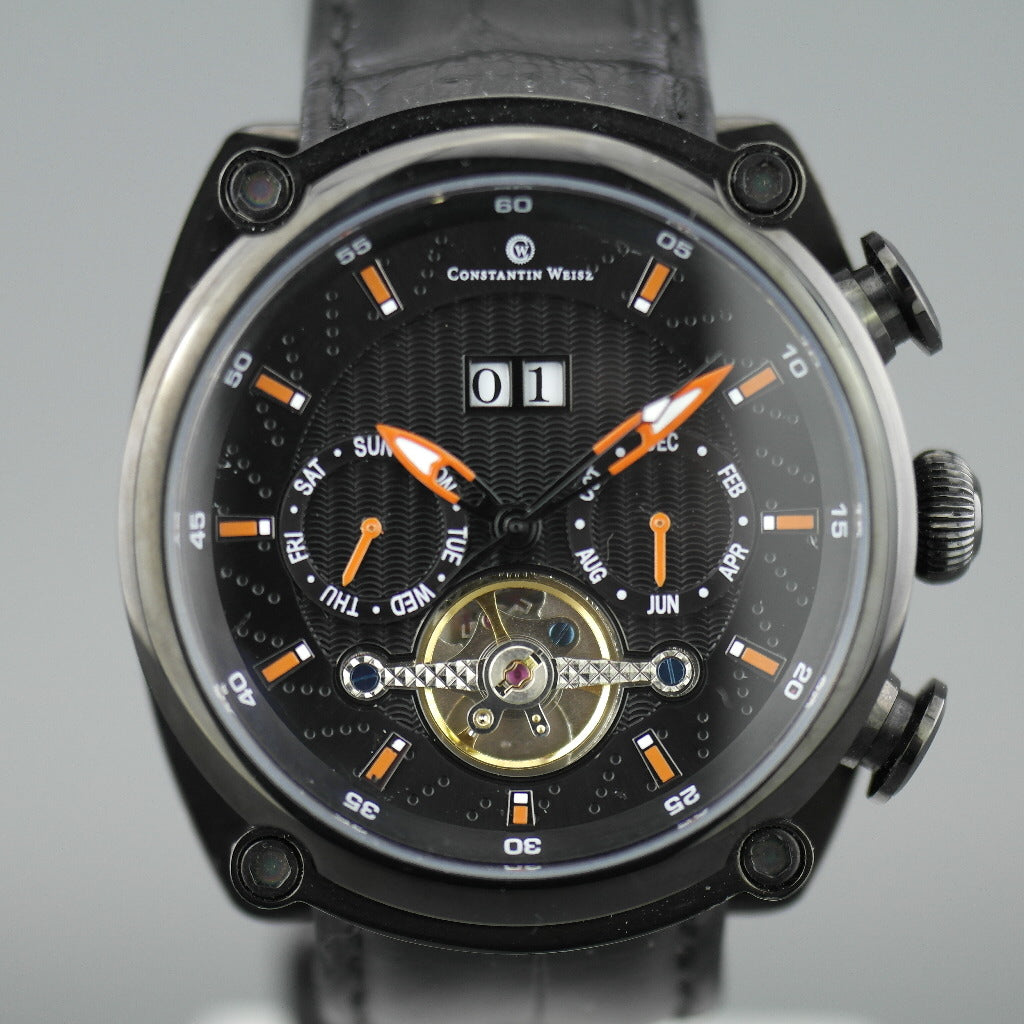 Constantin Weisz Automatik-Armbanduhr mit offenem Herz und Lederarmband