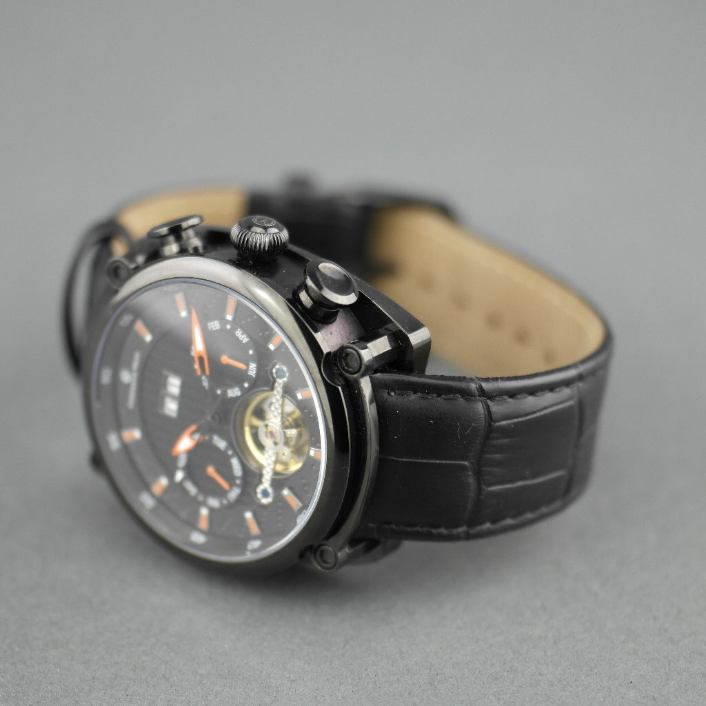 Constantin Weisz Automatik-Armbanduhr mit offenem Herz und Lederarmband