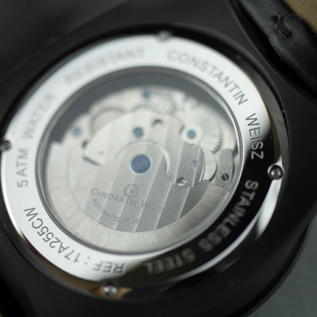 Constantin Weisz Automatik-Armbanduhr mit offenem Herz und Lederarmband