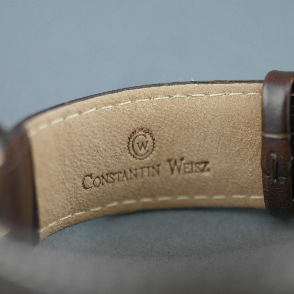Constantin Weisz 35 Jewels vergoldete Automatik-Armbanduhr Day Night für Herren mit braunem Zifferblatt