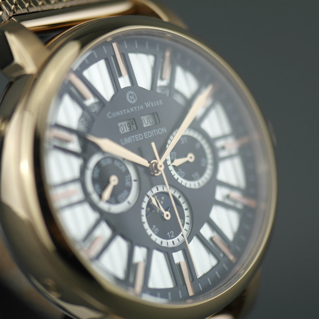 Constantin Weisz Limited Edition gold plated Automatic wrist watch Day Night