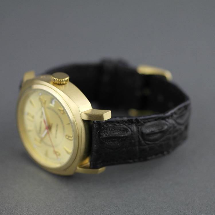 Moscow Time Gent's gold plated Automatic wrist watch with black Crocodile leather strap