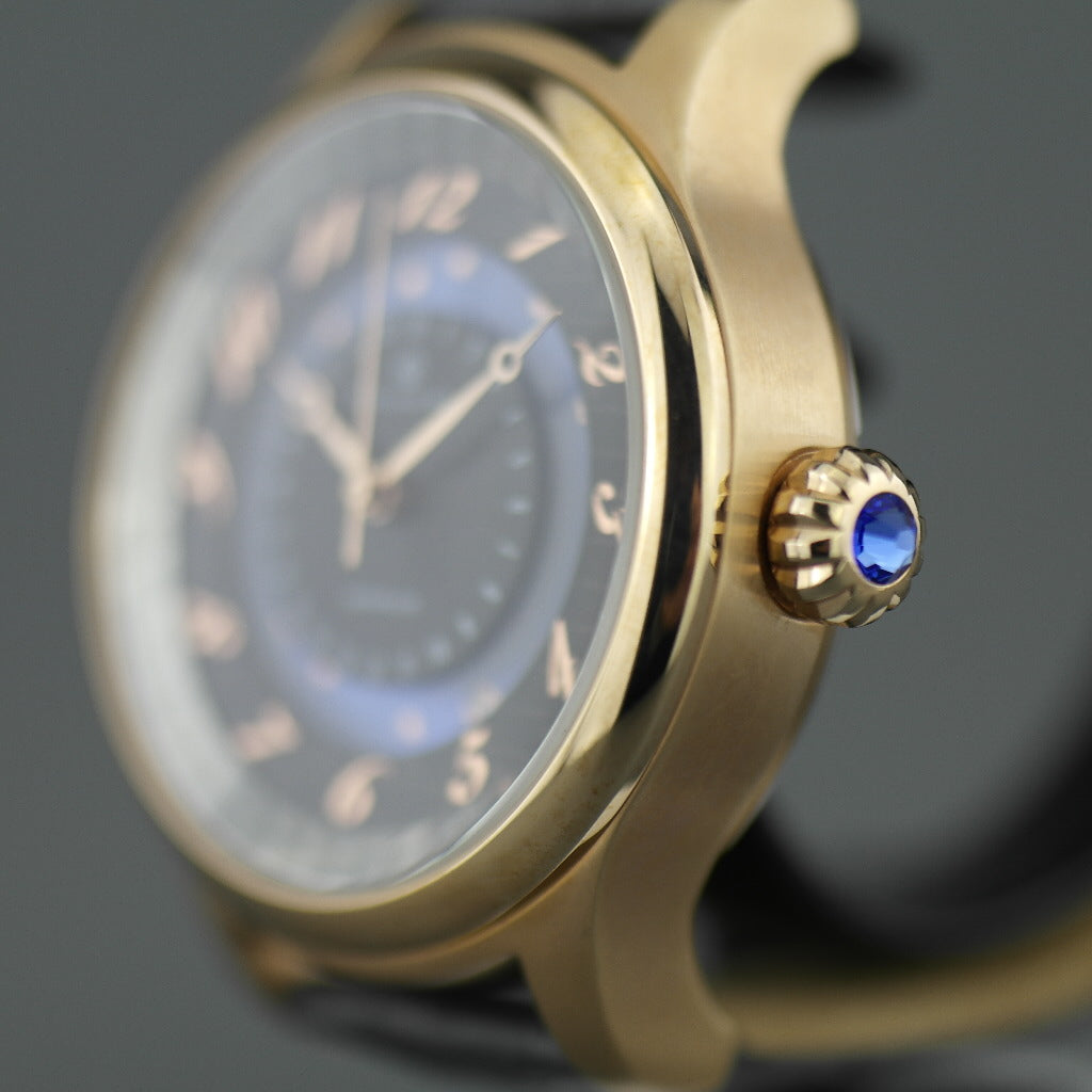Constantin Weisz 35 Jewels vergoldete Automatik-Armbanduhr für Herren mit beweglicher Sonne und blauer Emaille