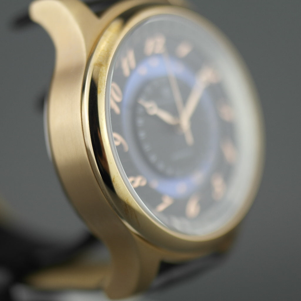Constantin Weisz 35 Jewels vergoldete Automatik-Armbanduhr für Herren mit beweglicher Sonne und blauer Emaille
