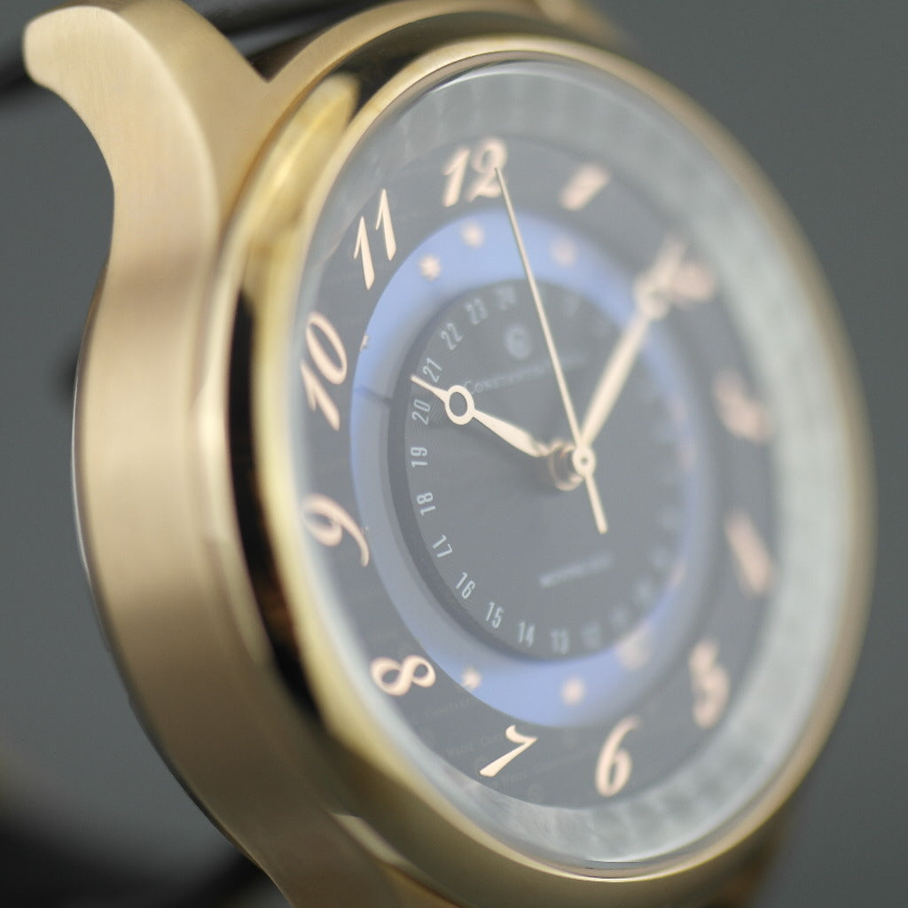 Constantin Weisz 35 Jewels vergoldete Automatik-Armbanduhr für Herren mit beweglicher Sonne und blauer Emaille