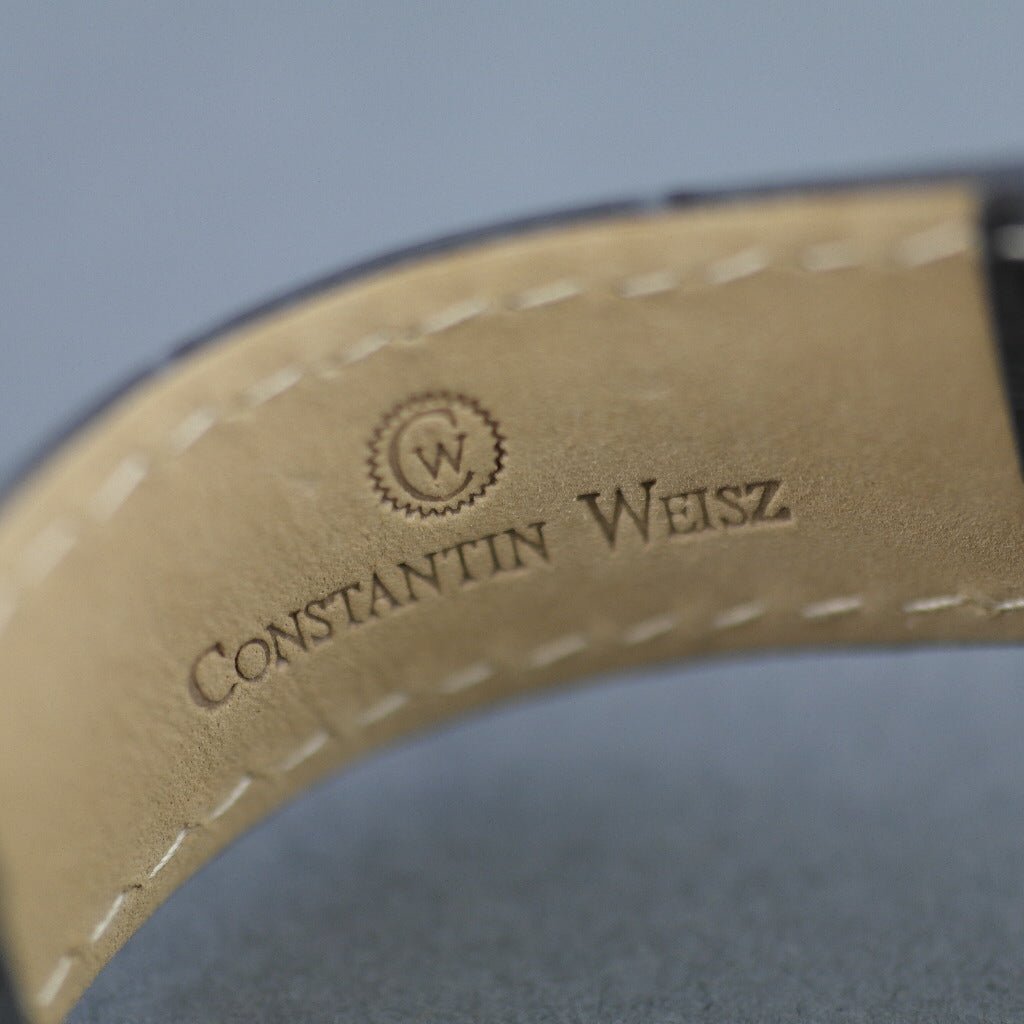 Constantin Weisz 35 Jewels vergoldete Automatik-Armbanduhr für Herren mit beweglicher Sonne und blauer Emaille