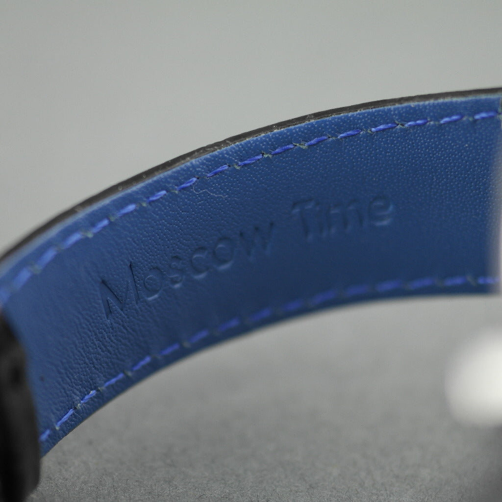 Moskauer Zeit, Weltzeituhr, 27 Steine, automatische Herrenarmbanduhr, blaues Zifferblatt 