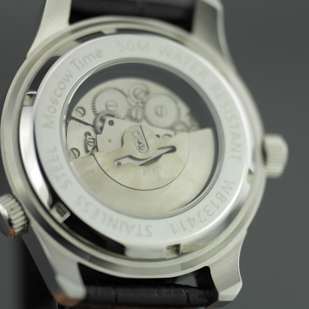 Moskauer Zeit, Weltzeituhr, 27 Steine, automatische Herrenarmbanduhr, blaues Zifferblatt 
