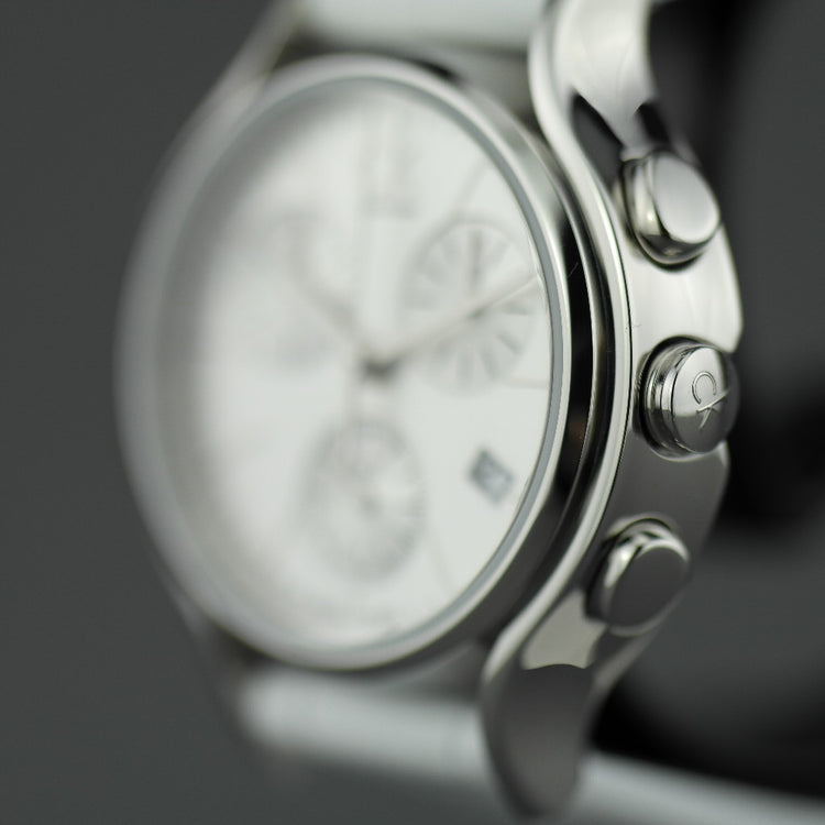 Reloj de pulsera Calvin Klein Small Chronograph con correa de piel blanca 