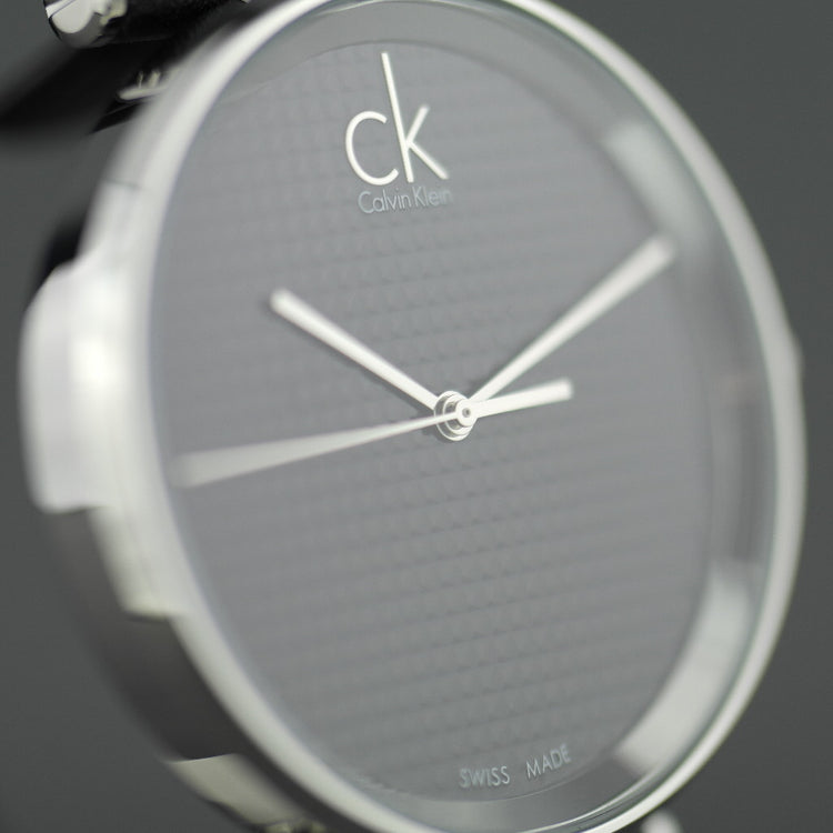 Calvin Klein Sight Quartz Black Dial Swiss wrist watch with leather strap