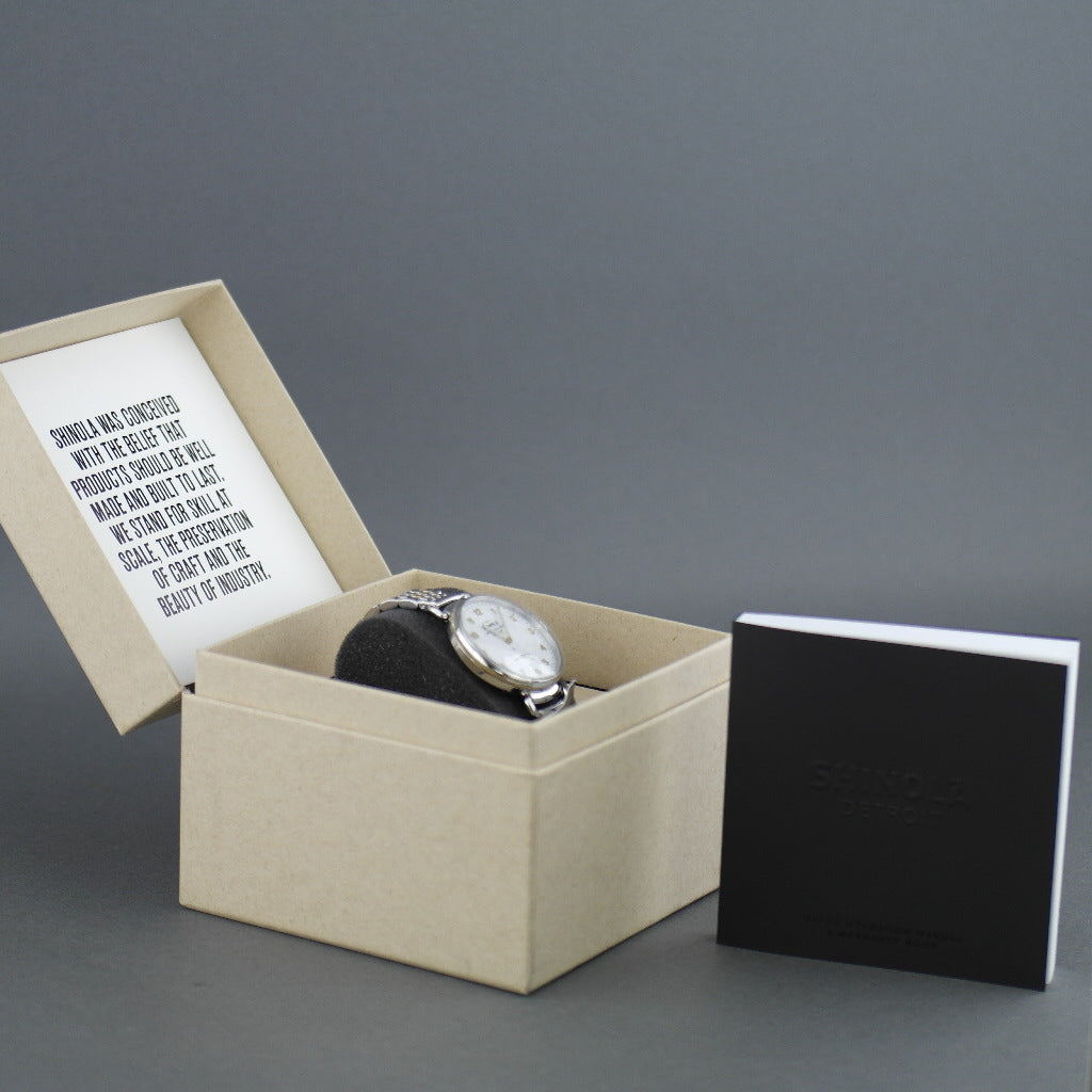 Shinola The Canfield wrist watch with sandy dunes of Michigan’s grey dial