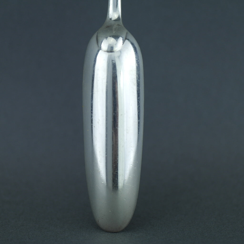 Antique Denmark Sterling silver Marrow Scoop spoon with enamel Cross Crest