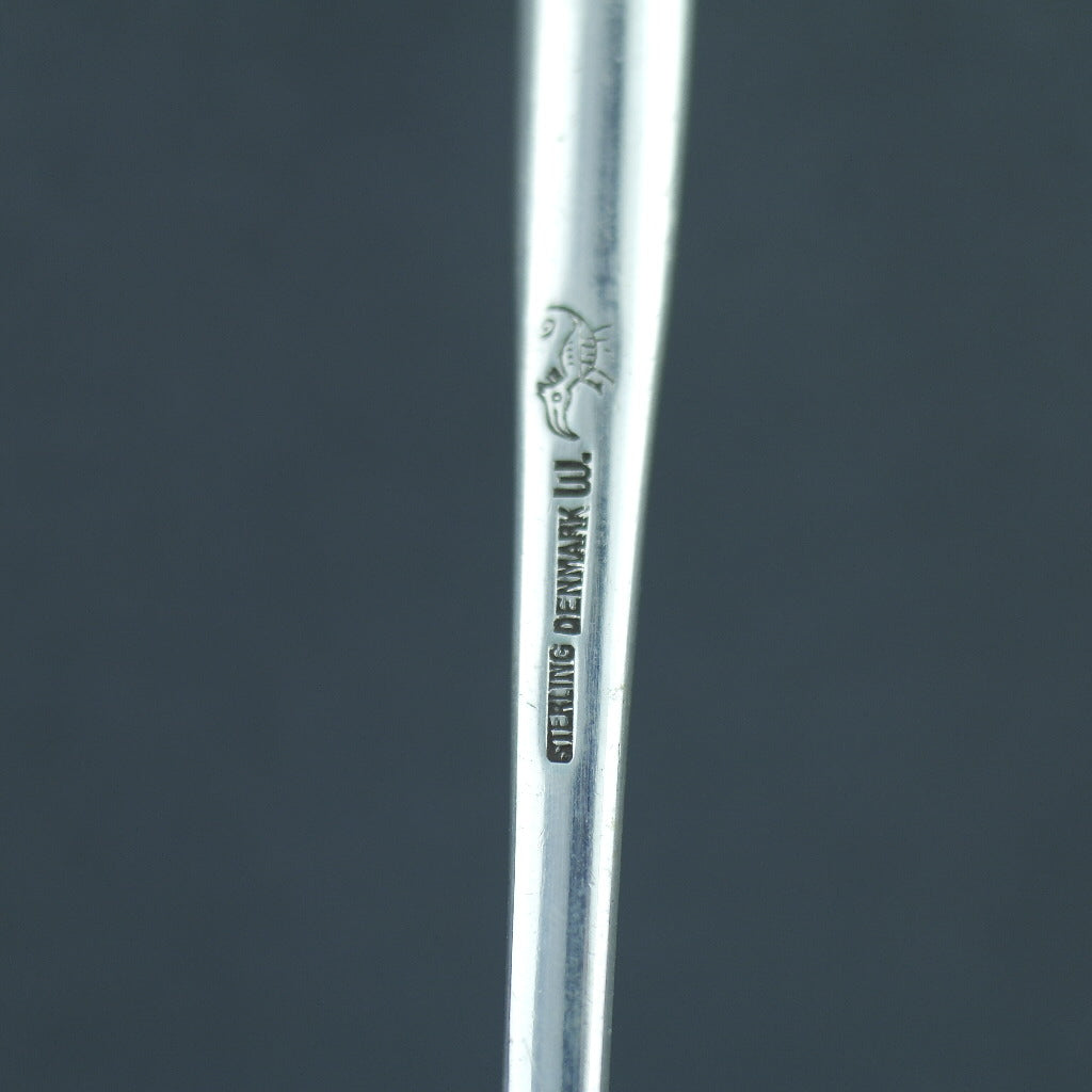 Antique Denmark Sterling silver Marrow Scoop spoon with enamel Cross Crest