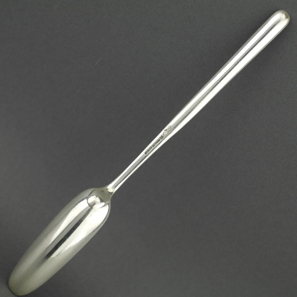 Antique Denmark Sterling silver Marrow Scoop spoon with enamel Cross Crest